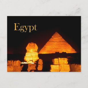Chhinx och Khafres pyramid på natten Vykort