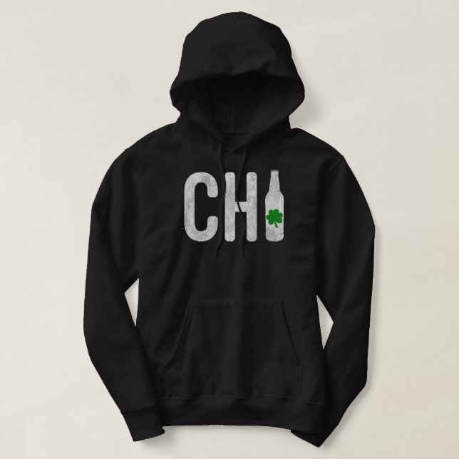 CHI Chicago Beer Flaska Irish St patricks day Swea Hoodie (Design framsida)