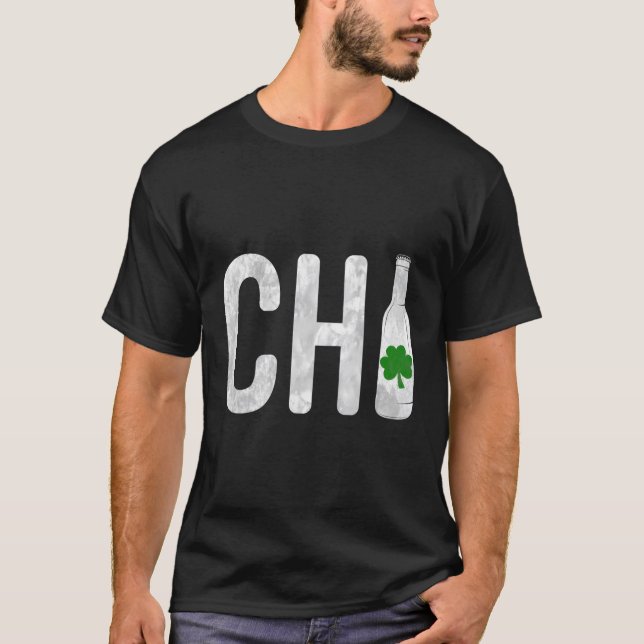 Chi Chicago Beer Flaska Irish St patricks day T Shirt (Framsida)