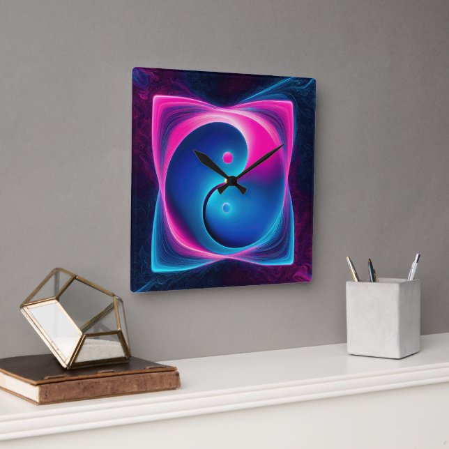Chi Fusion: Vibrant Yin Yang Energies Fyrkantig Klocka (Kontor)