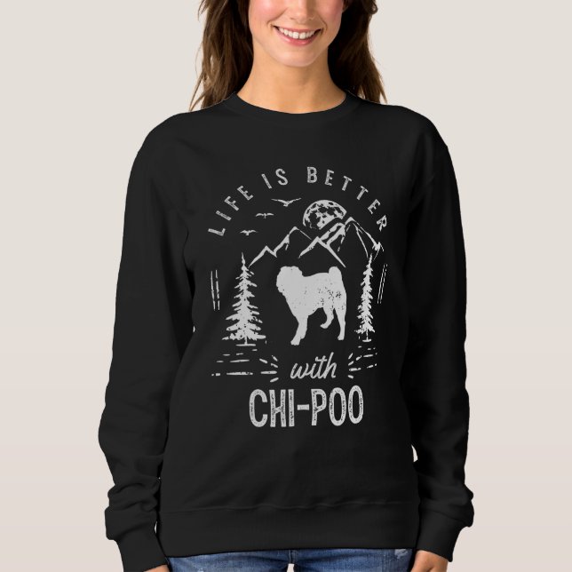 Chi Poo Life Better Mamma Pappa Hund T Shirt (Framsida)