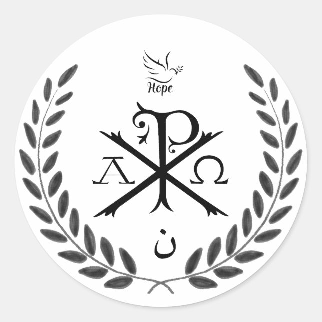 Chi Rho Christian Sticker Runt Klistermärke (Framsida)