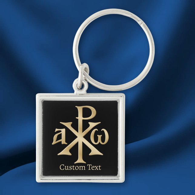 Chi Rho Christogram Fyrkantig Silverfärgad Nyckelring (Skapare uppladdad)