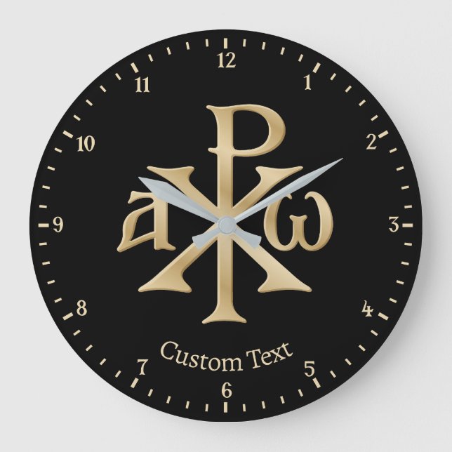 Chi Rho Christogram Wall Clock Stor Klocka (Framsida)