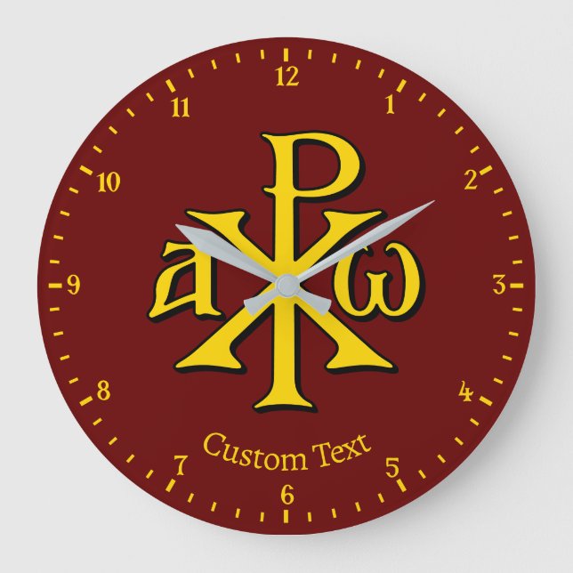 Chi Rho Christogram Wall Clock Stor Klocka (Framsida)