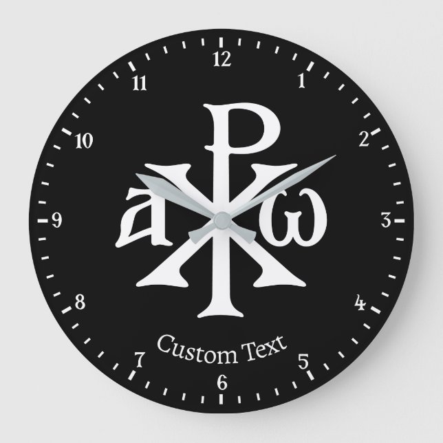 Chi Rho Christogram Wall Clock Stor Klocka (Framsida)