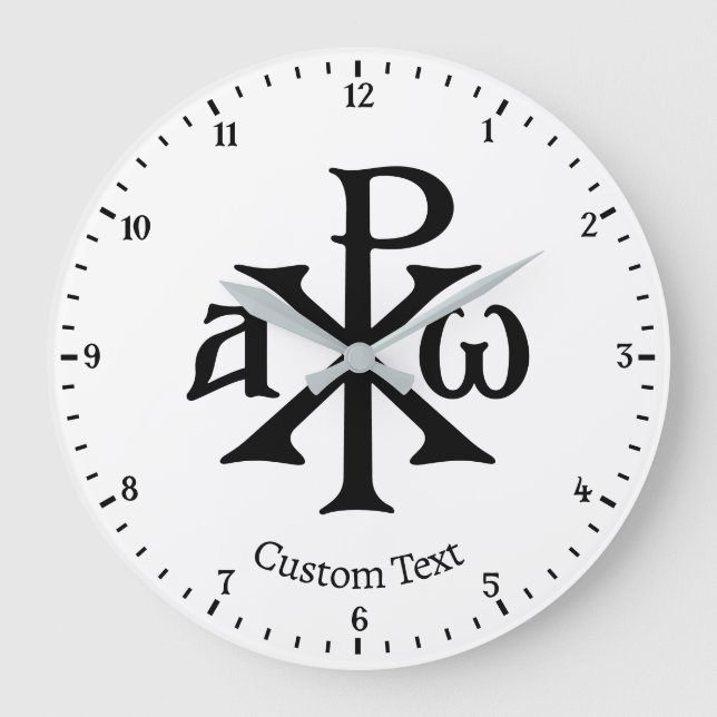 Chi Rho Christogram Wall Clock Stor Klocka (Framsida)