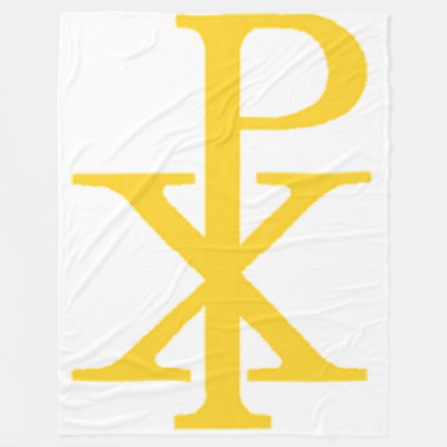 CHI RHO-CRUCIFIXEN VÄLJER DIN EGEN BAKGRUND FÄRG FLEECEFILT (Framsidan)