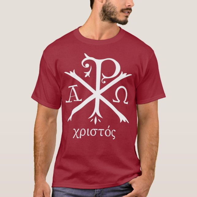 Chi Rho Jesus Kristus Christian Ancient Monogram T Shirt (Framsida)