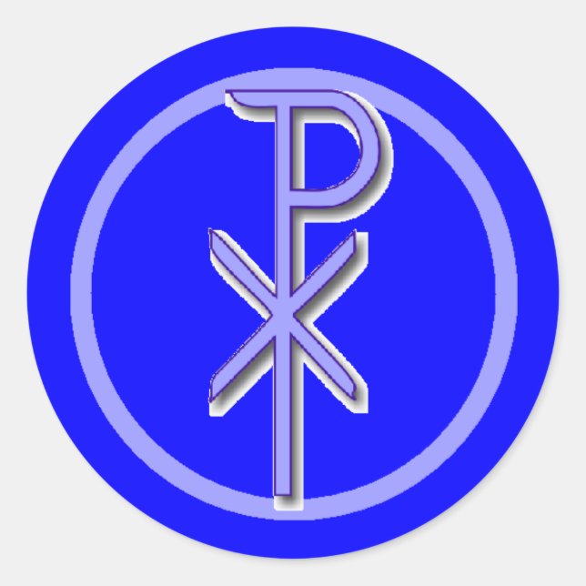 CHI-RHO Jesus Sticker Runt Klistermärke (Framsida)