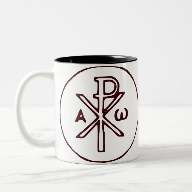 Chi-Rho Kristogram-symbol  Två-Tonad Mugg (Vänster)