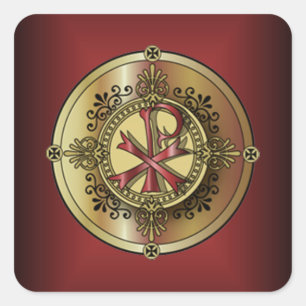Chi-Rho Monogram ~ Christian Symbol P & X Fyrkantigt Klistermärke