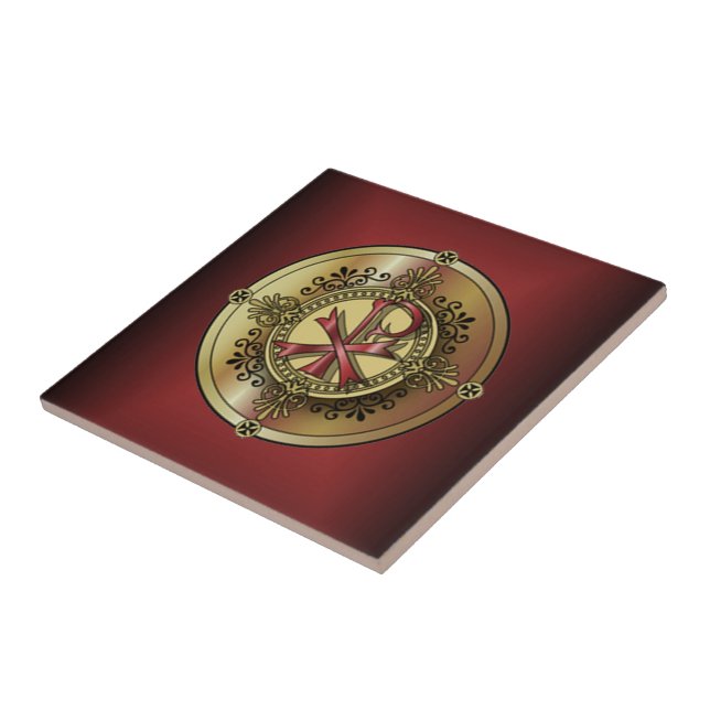 Chi-Rho Monogram ~ Christian Symbol P & X Kakelplatta (Sidan)