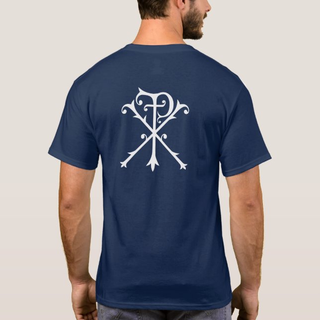 Chi Rho Symbol of Kristus Christian Inspirational T Shirt (Baksida)
