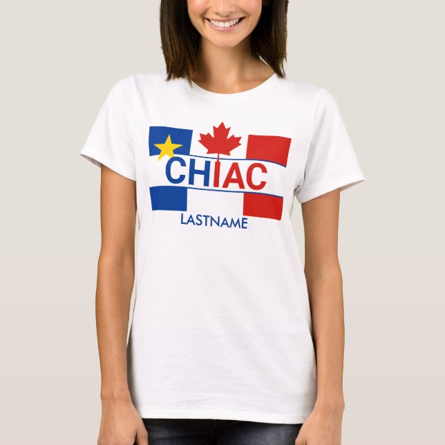 Chiac Acadian Canadian Flagga Personalize T-Shirt (Framsida)
