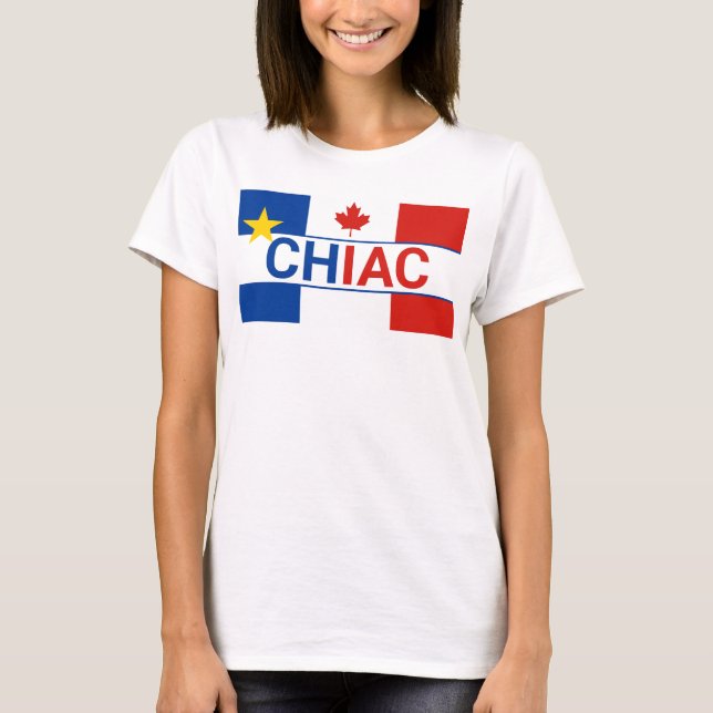 Chiac Acadian Fransk Canadian Flagga T Shirt (Framsida)