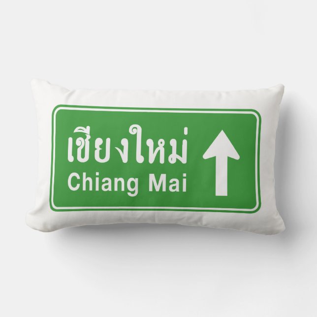 Chiang Mai Ahead ⚠ Thai Highway Traffic Sign ⚠ Lumbarkudde (Framsida)