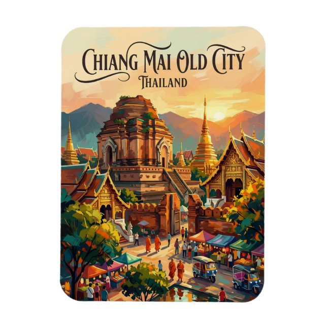 Chiang Mai Gamla Stad Thailand Magnet (Vertikal)