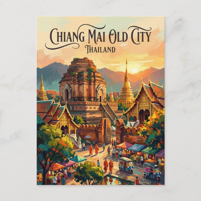 Chiang Mai Gamla Stan Thailand Vykort (Framsida)