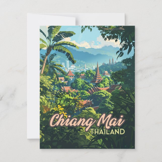 Chiang Mai Thailand Asia Temples Mountains Card (Framsida)