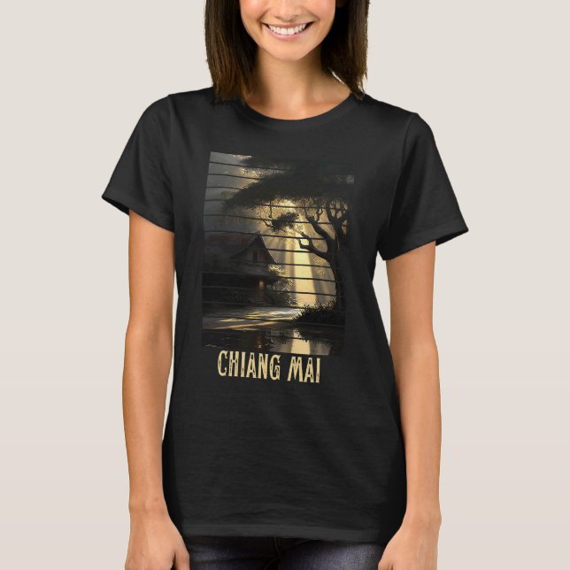 Chiang Mai Thailand Backpackaging och Digital Noma T Shirt (Framsida)