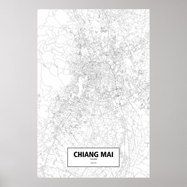 Chiang Mai, Thailand (svart på vitt) Poster (Framsidan)