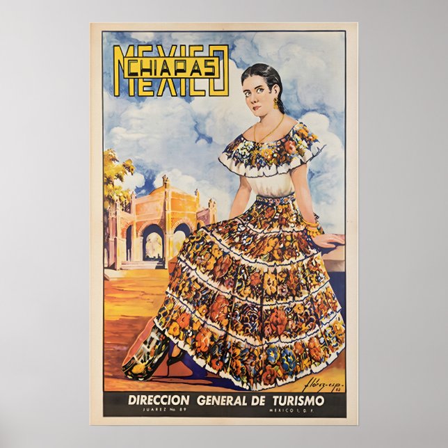 Chiapas konst Mexiko Resa Poster Mexikansk Tryck  (Framsidan)