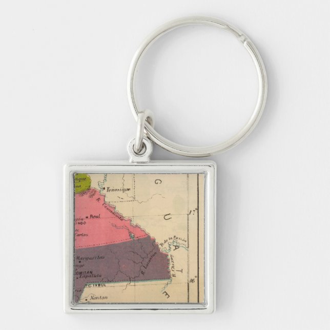 Chiapas, Mexiko 2 Fyrkantig Silverfärgad Nyckelring (Framsidan)