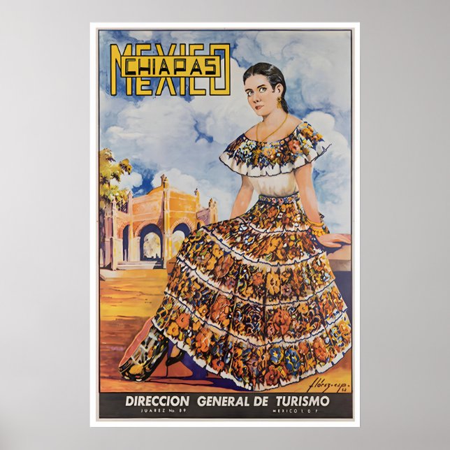 Chiapas Resor Affisch Mexiko Konst Mexikansk Tryck (Framsidan)