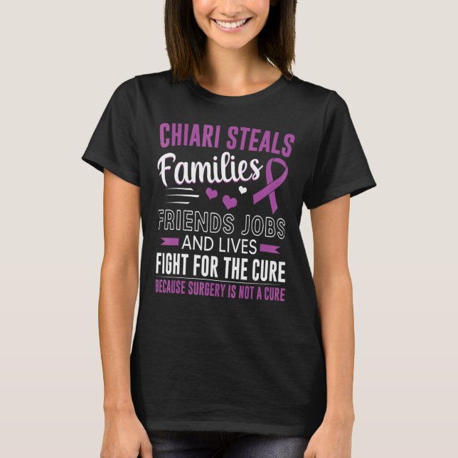 Chiari Malformation Awareness Family Warrior Purpl T Shirt (Framsida)
