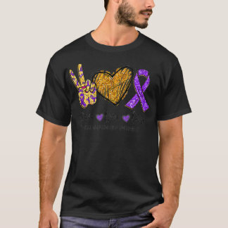 Chiari Malformation Awareness Peace Love Cure Purp T Shirt