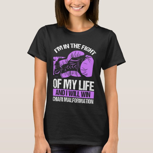 Chiari Malformation Awareness Win Lila Ribbon T Shirt (Framsida)