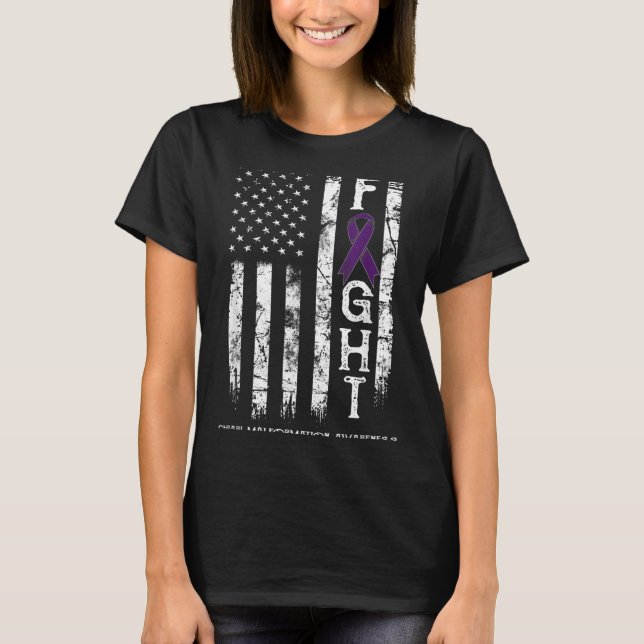 Chiari Malformation Krigare USA Flagga T Shirt (Framsida)