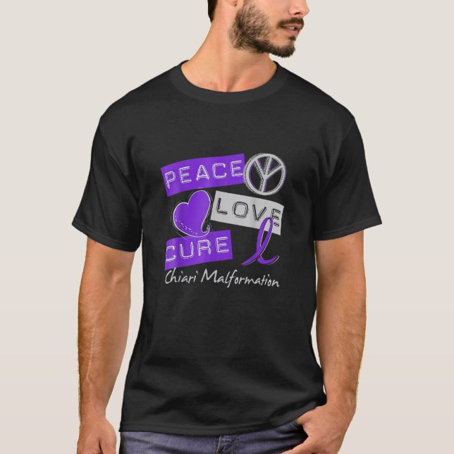 Chiari Malformation Peace Kärlek Cure Awareness T Shirt (Framsida)