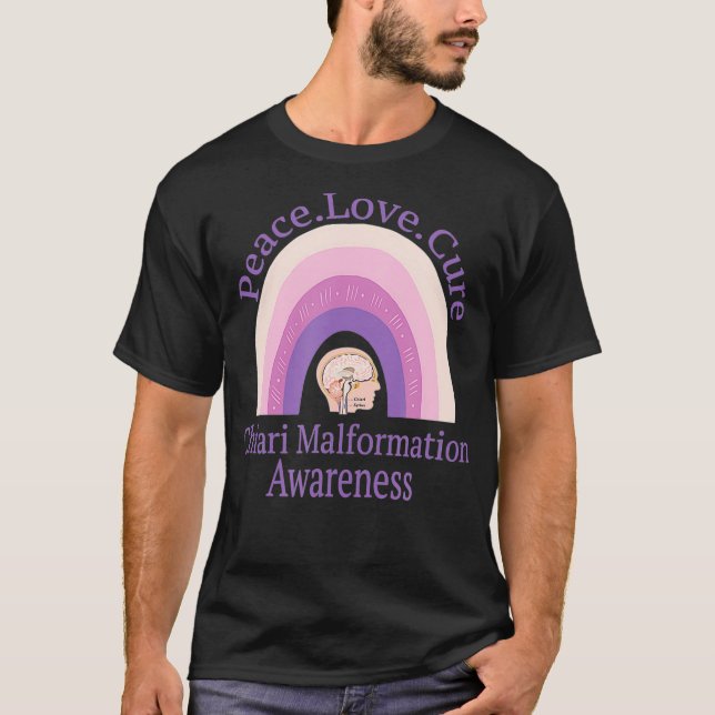 Chiari Malformation Peace Kärlek Cure Awareness  T Shirt (Framsida)