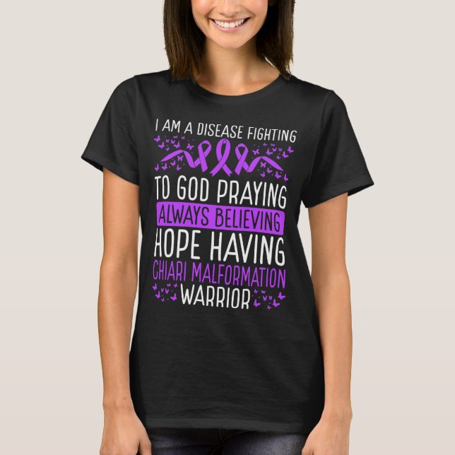 Chiari Malformation Warrior Awareness Ribbon T Shirt (Framsida)