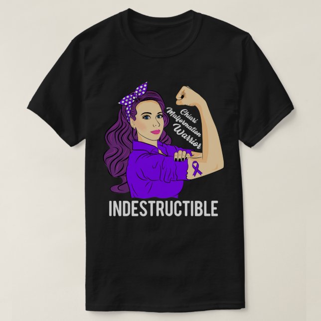 Chiari Malformation Warrior Indestrucsible Awarene T Shirt (Design framsida)