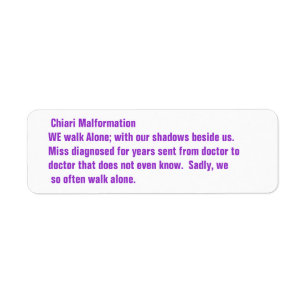 Chiari Malformationmedvetenhet Returadress Etikett