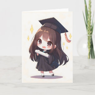 Chibi Anime Girl School Helgkort