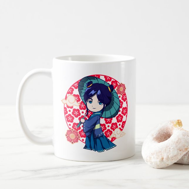Chibi Anime Kawaii Kimono Kaffemugg (Med munk)