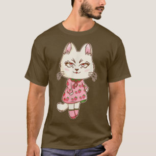 Chibi Anime Kawaii Strawberry Cat Cute Rosa Pastel T Shirt