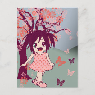 Chibi Anime Manga Cute Japanskt vykort
