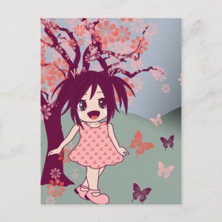 Chibi Anime Manga Cute Japanskt vykort