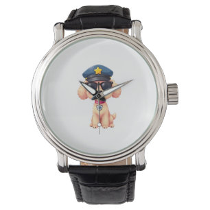 Chibi Anime Police Pudel Hund Armbandsur