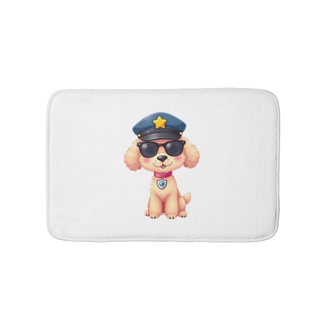 Chibi Anime Police Pudel Hund Badrumsmatta (Framsidan)