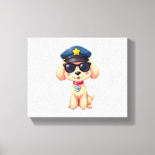 Chibi Anime Police Pudel Hund Canvastryck