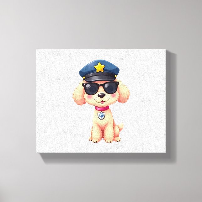Chibi Anime Police Pudel Hund Canvastryck (Framsida)