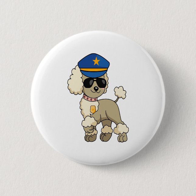 Chibi Anime Police Pudel Hund Knapp (Framsida)