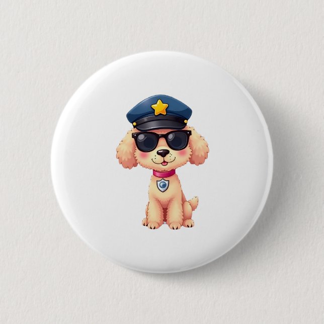 Chibi Anime Police Pudel Hund Knapp (Framsida)