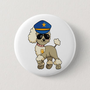 Chibi Anime Police Pudel Hund Knapp